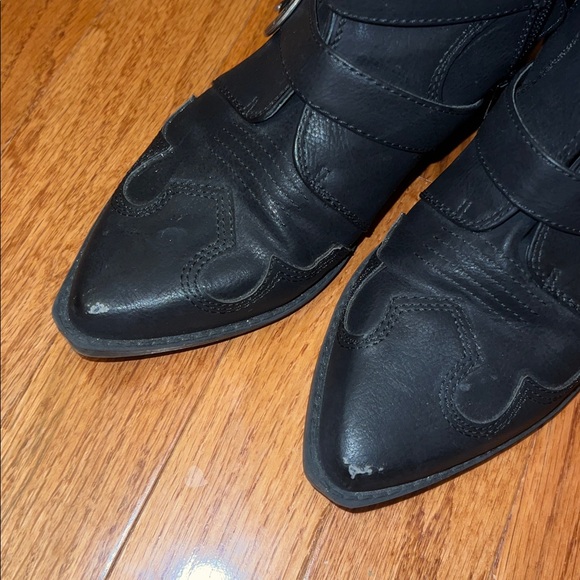Indigo Rd. Black Western Buckle Strap Pointed Toe Moto Booties Women’s Size 6.5 - Picture 6 of 7